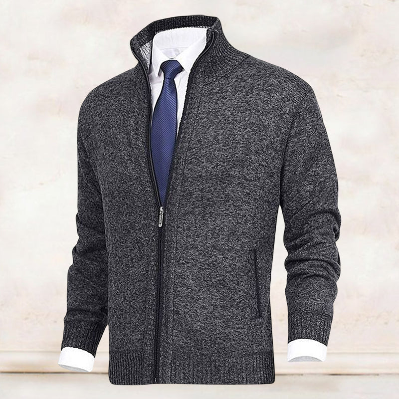 Warm Crew Neck Zip Cardigan for Men
