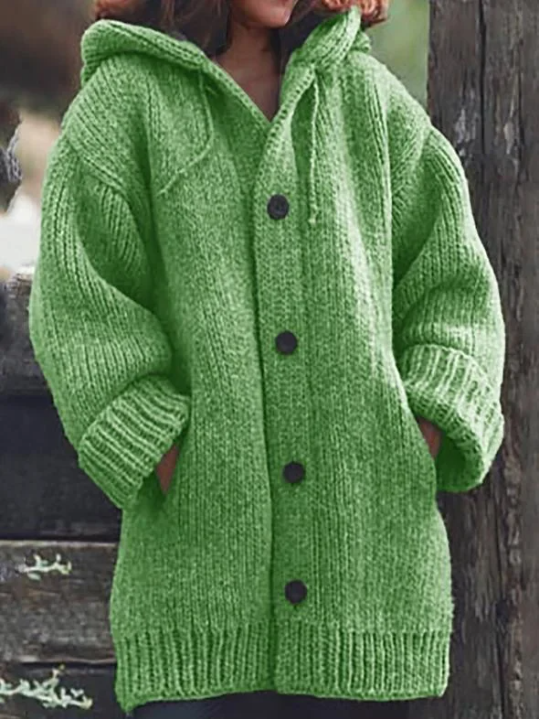 Warm Women's Layered Cardigan with Hood