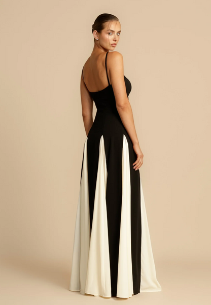 Isabella | Elegant Contrast Color Maxi Dress