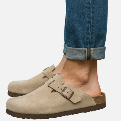 Men's Suede Buckle Mules