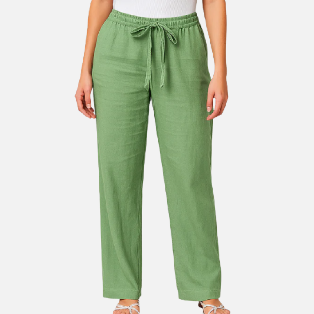 Nida | Women's Tie Waist Linen Trousers