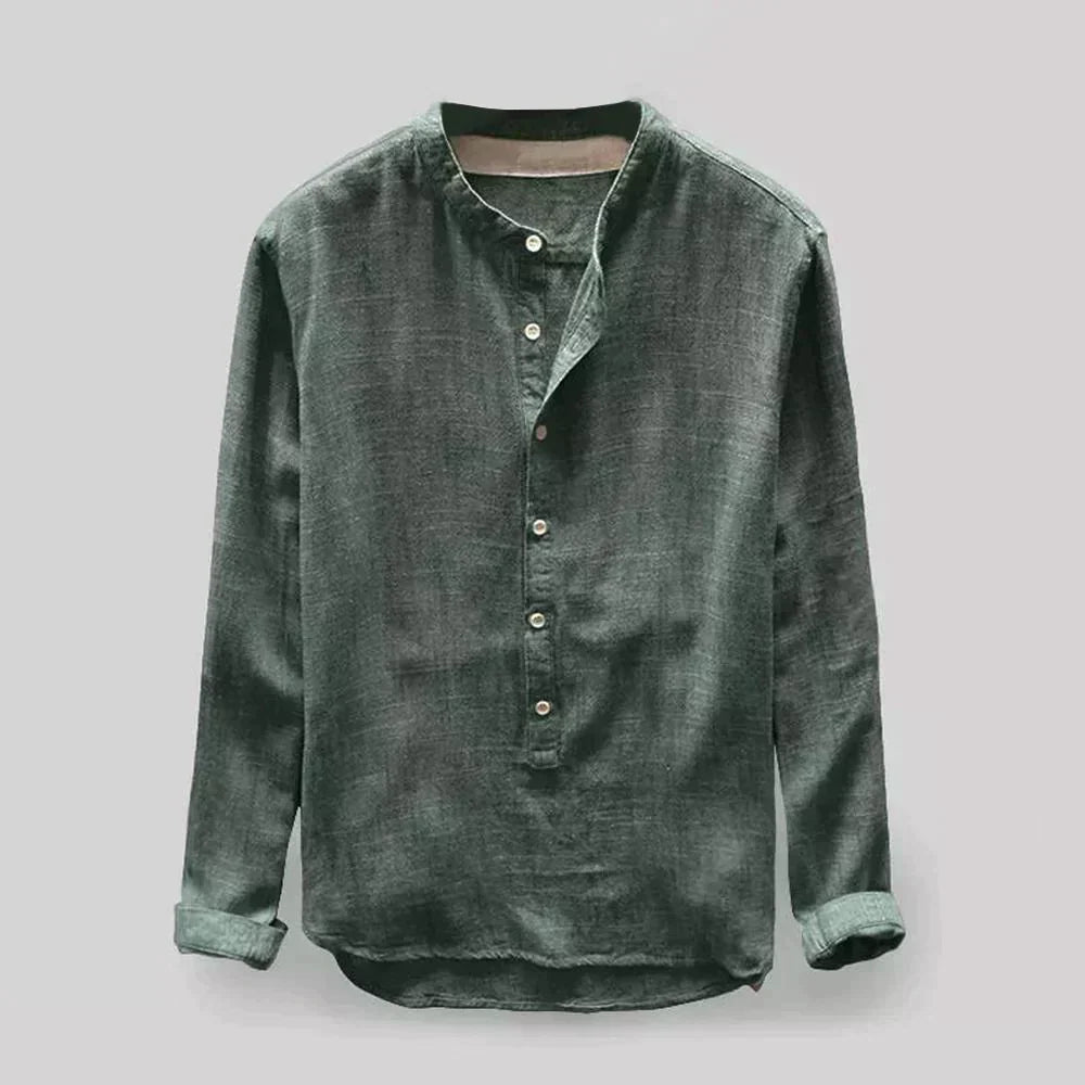 Casual Fit Button Front Henley Shirt