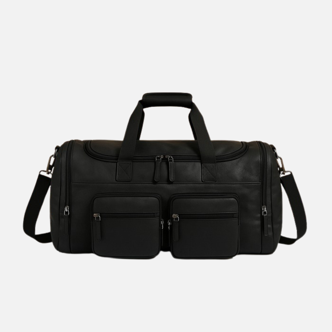 Men's Large Faux Leather Weekend Bag - Travel Duffle Overnight Bag