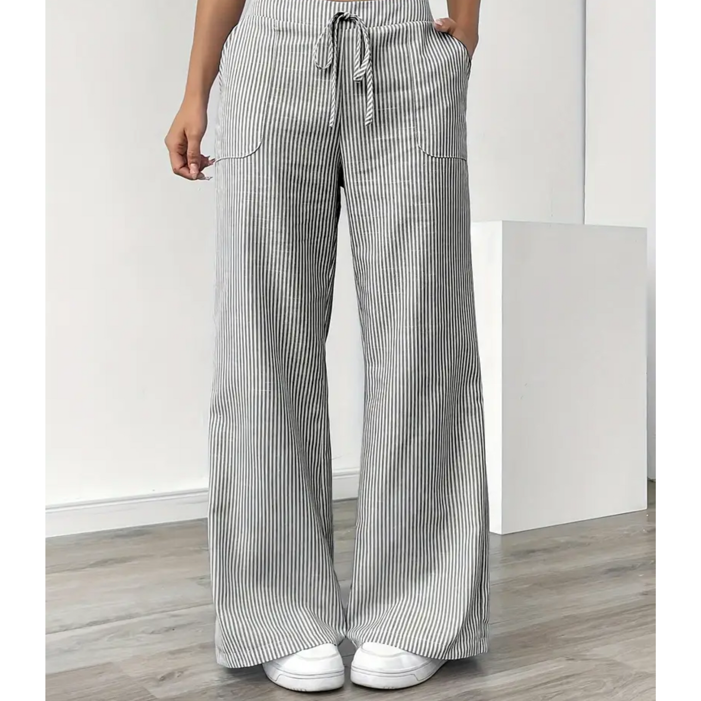 Casual Stripe Pants With Pockets