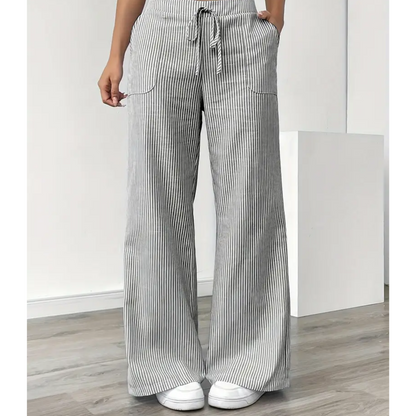 Casual Stripe Pants With Pockets