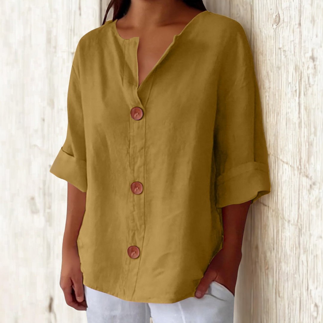 Relaxed Fit Soft Button Down Shirt For Ladies