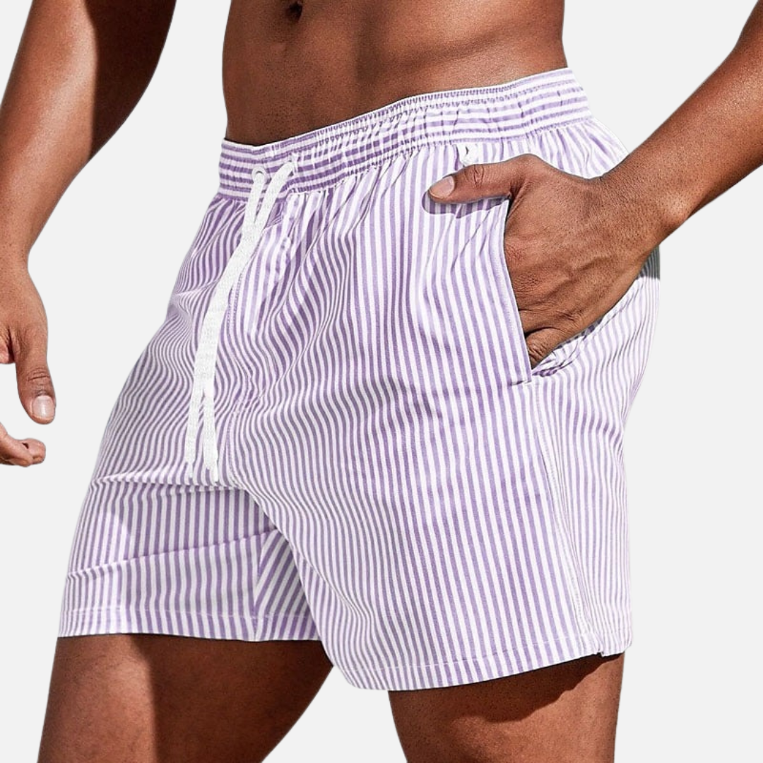 Men’s Striped Swim Shorts Quick Dry