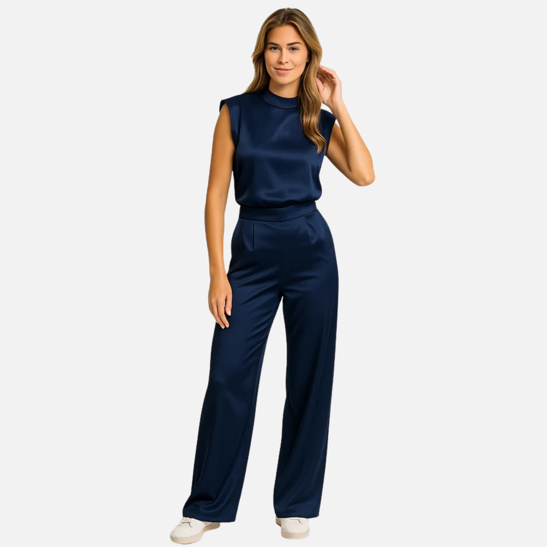 Elsa | Women's Satin High Neck Jumpsuit