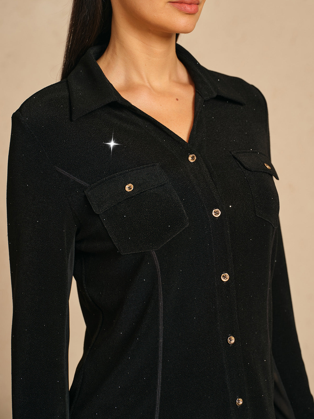 Premium Sequin Collar Golf Shirt