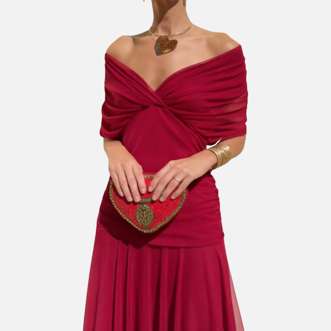 Rosie | Off-Shoulder Pleated Dress