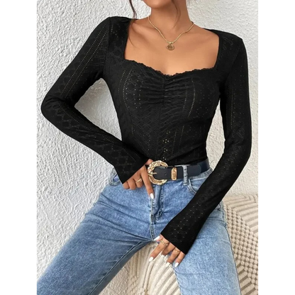Ladies Floral Embroidered Long Sleeve Blouse