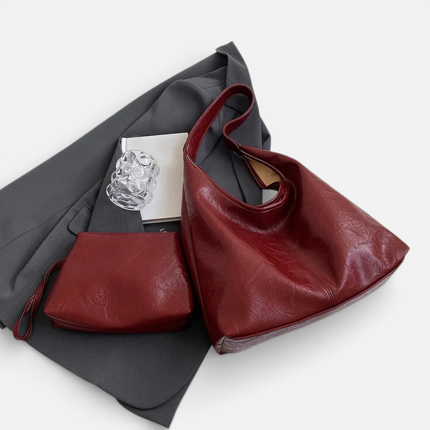 Ladies Genuine Leather Handbag Tote Set
