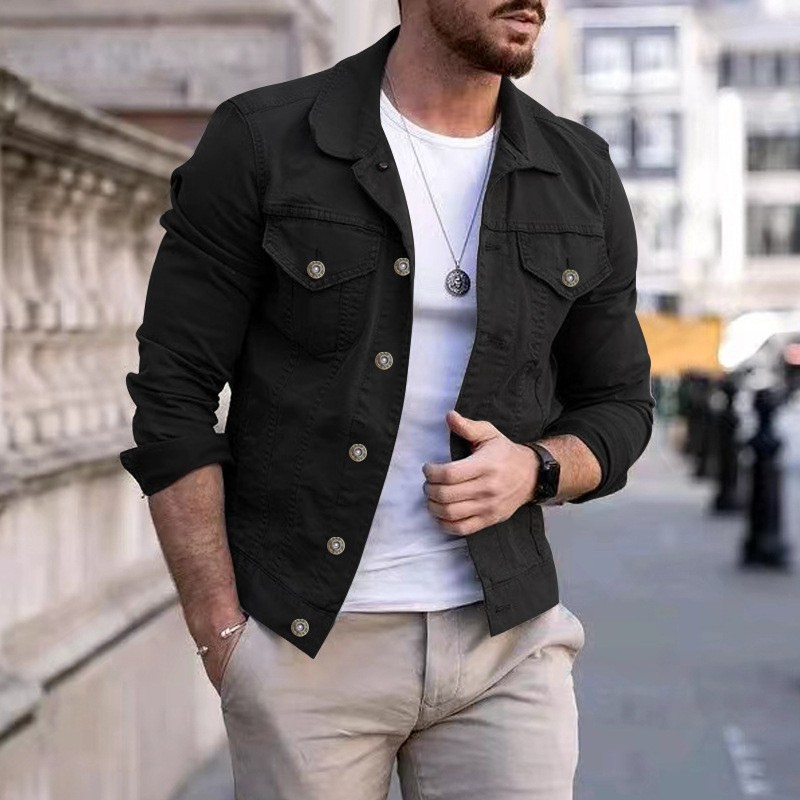 Simple Solid Colour Mens Jacket with Slim Fit - Luxivelle