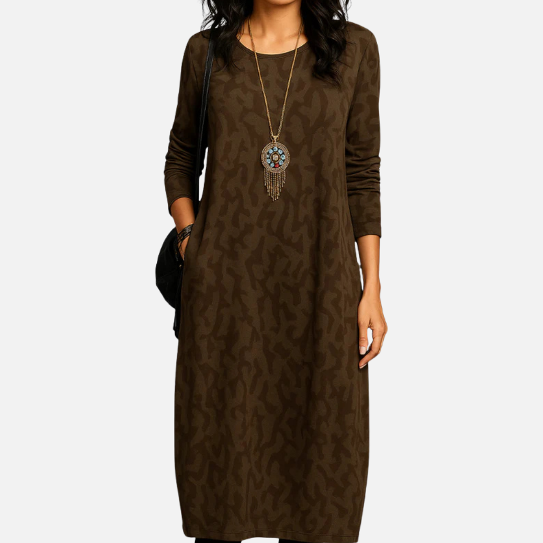Jasmine | Long Sleeve Abstract Maxi Dress