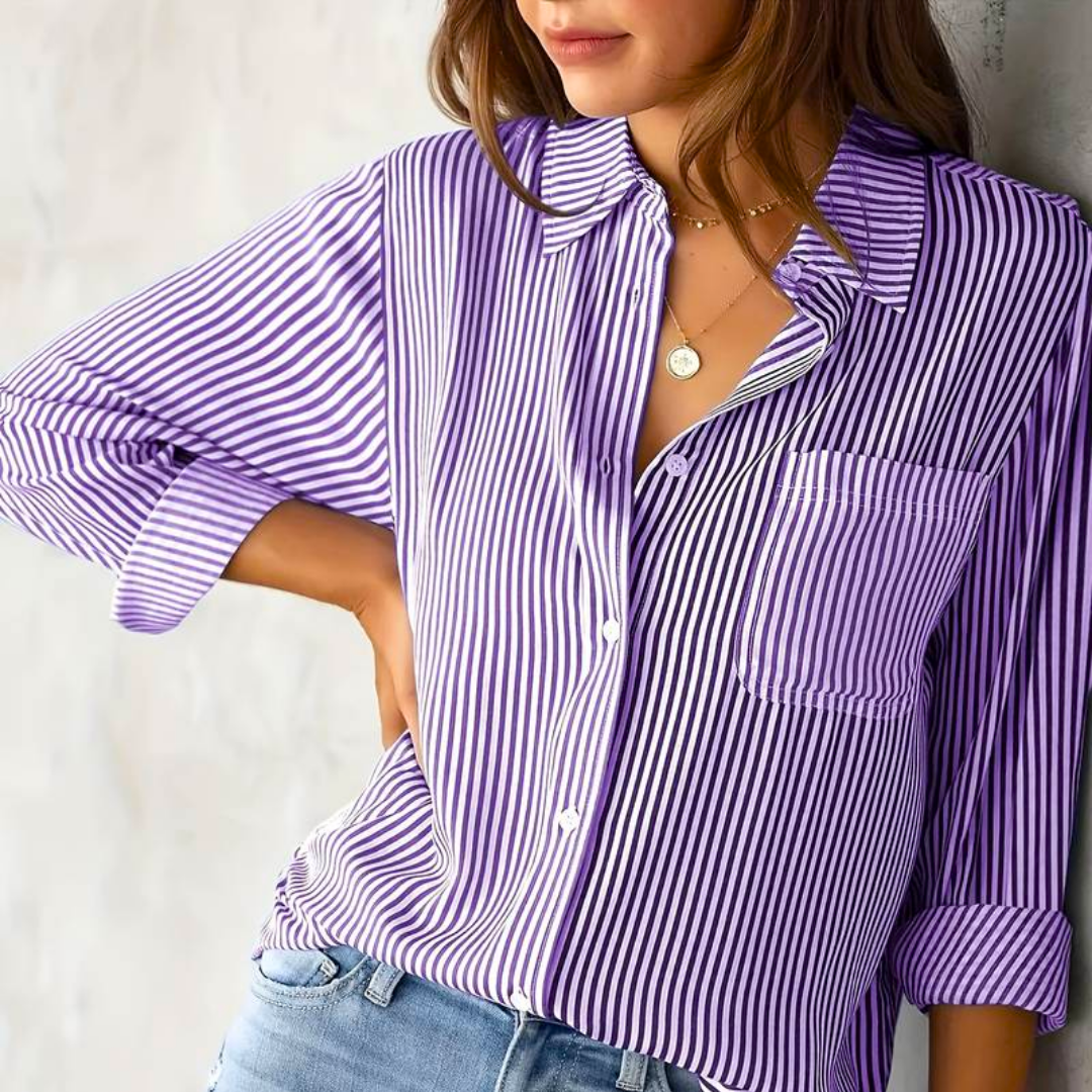 Classic Vertical Stripe Blouse Shirt