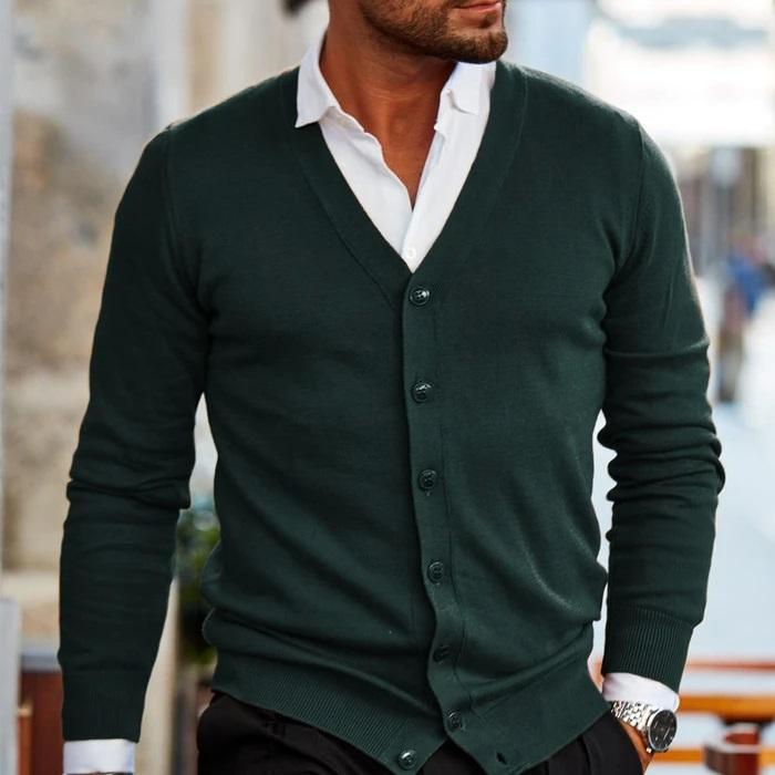 Simple Open Front Mens Cardigan Sweater