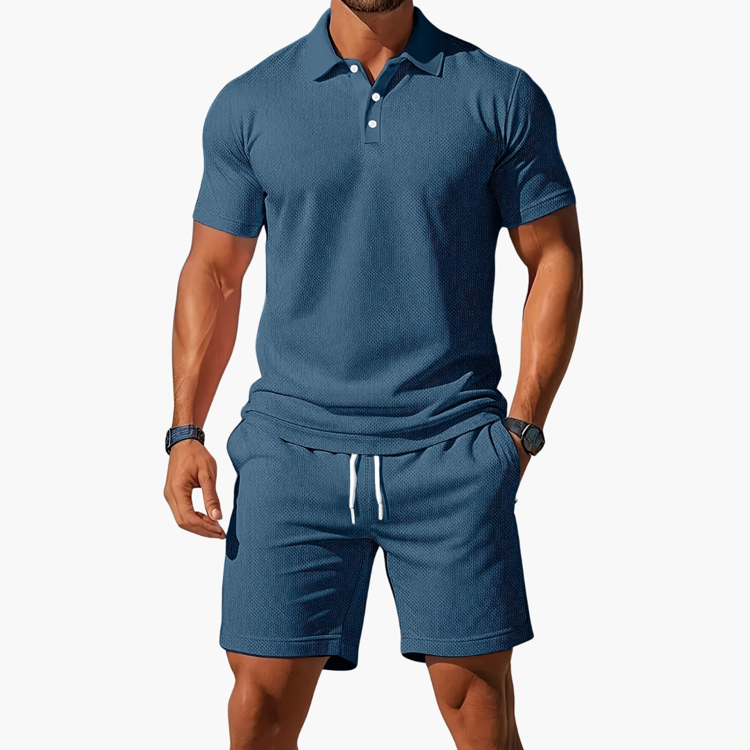 Men's Classic Cotton Polo Shirt and Shorts Set