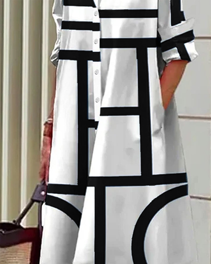 Floral Print A-Line Dress with Pockets for Ladies