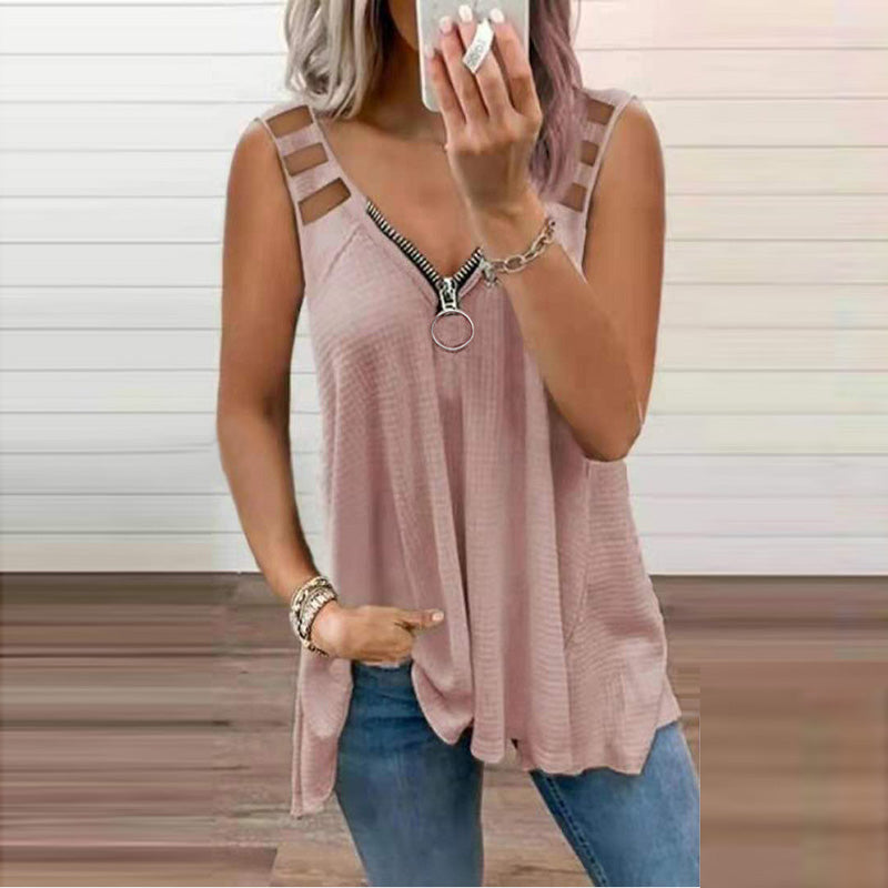 Ladies' Tank Half Zip Sports Top