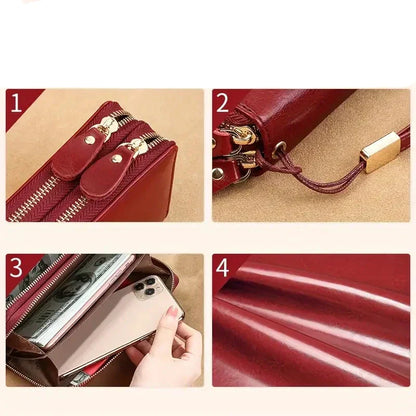 Premium Leather Travel Clutch Wallet with Phone Pocket