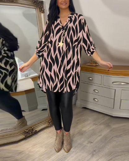 Fashionable Patterned Loose Fit Top