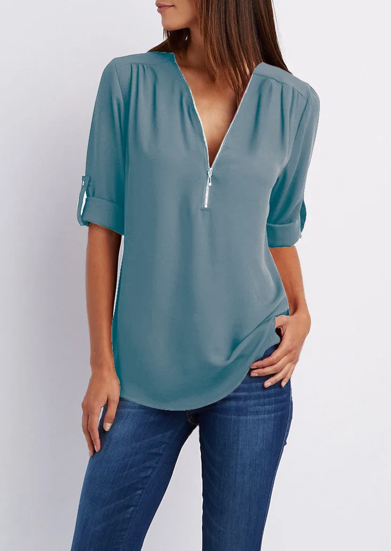 Variant image for Kassidy Blouse – Elegant Zipper Design, Soft Fabric-25