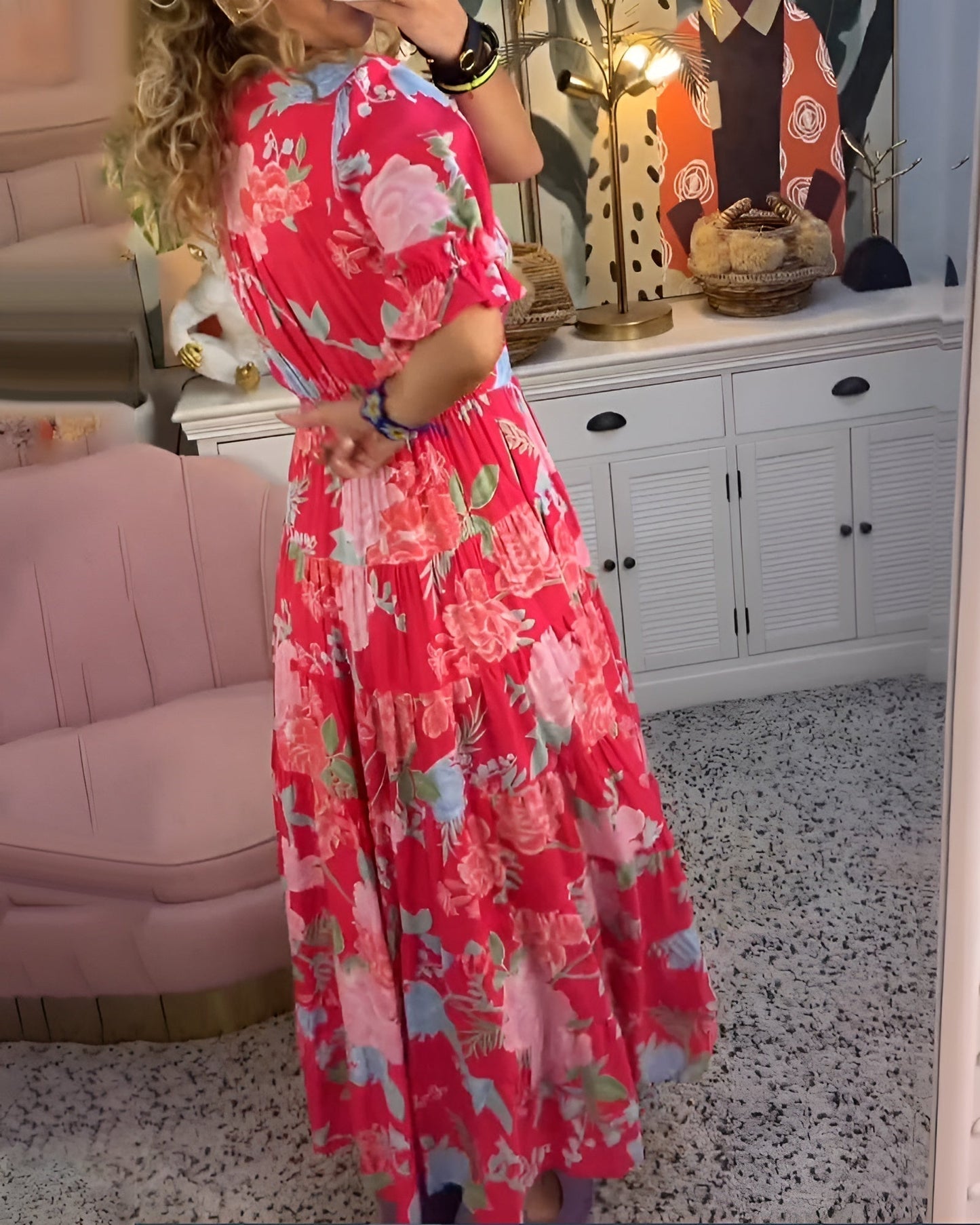 Pretty Flower V-Neck Summer Dress