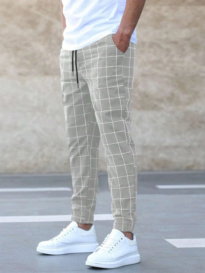 Lightweight Mens Casual Plaid Sweatpants