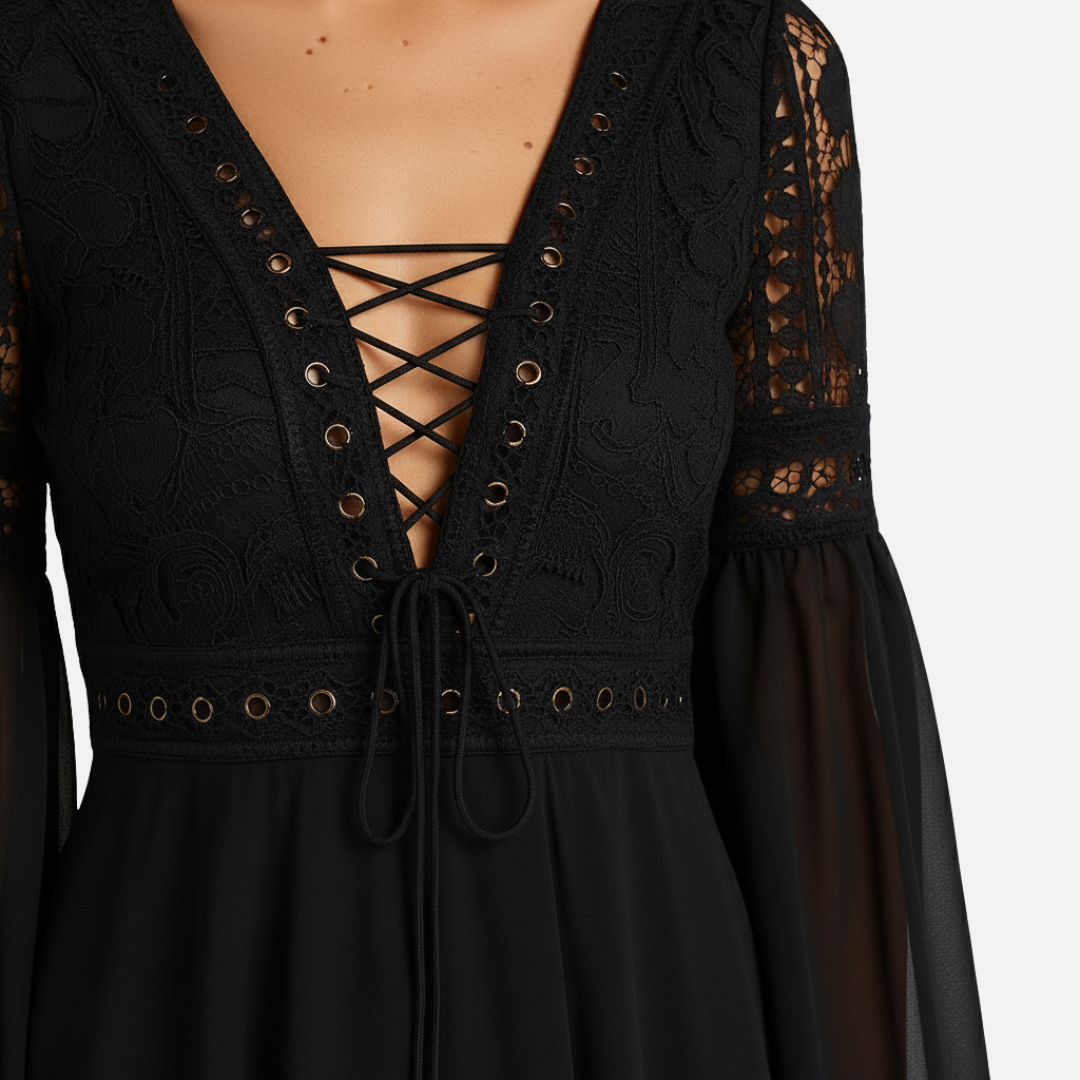 Women's Elegant Black Mini Cocktail Dress