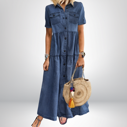 Comfortable Casual Blue Jeans Dress - Luxivelle