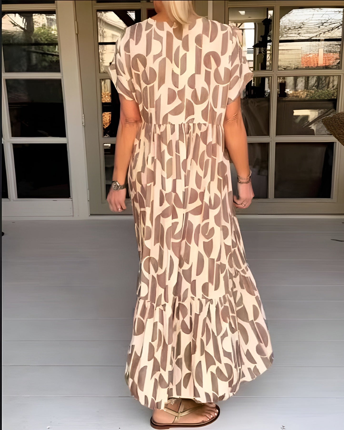 Flowy V Neck Women's Dress