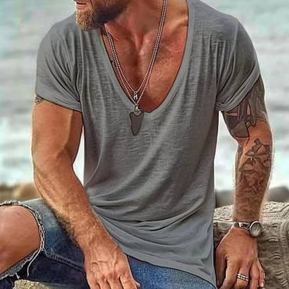 Men's Breathable V-Neck Casual Summer Tee Shirt