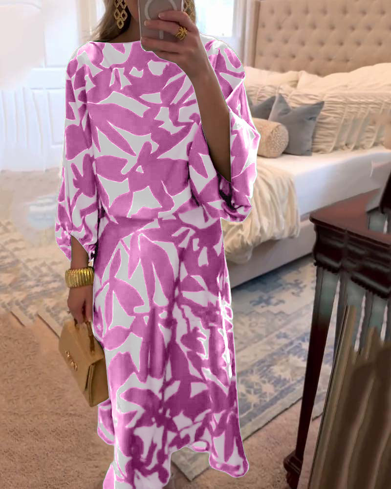 Chic 2-Piece Floral Lantern Sleeve Outfit