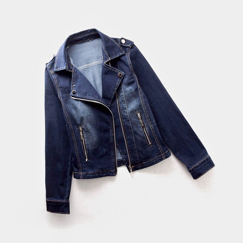 Blue Vintage Bike Leather Jacket