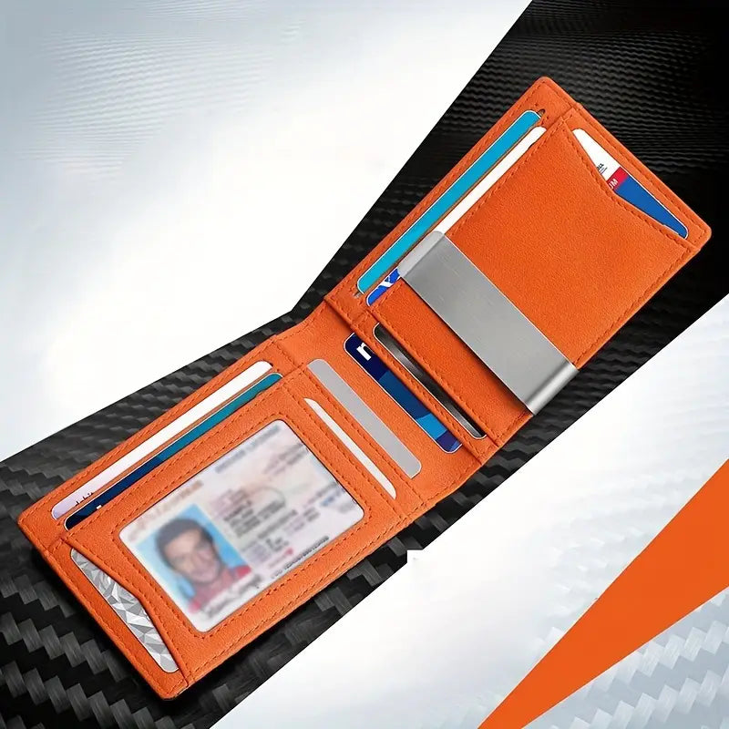 Secure Slim Travel Wallet – Black Leather Fold for Men