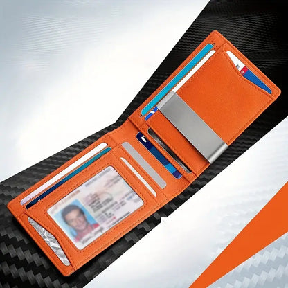 Secure Slim Travel Wallet – Black Leather Fold for Men