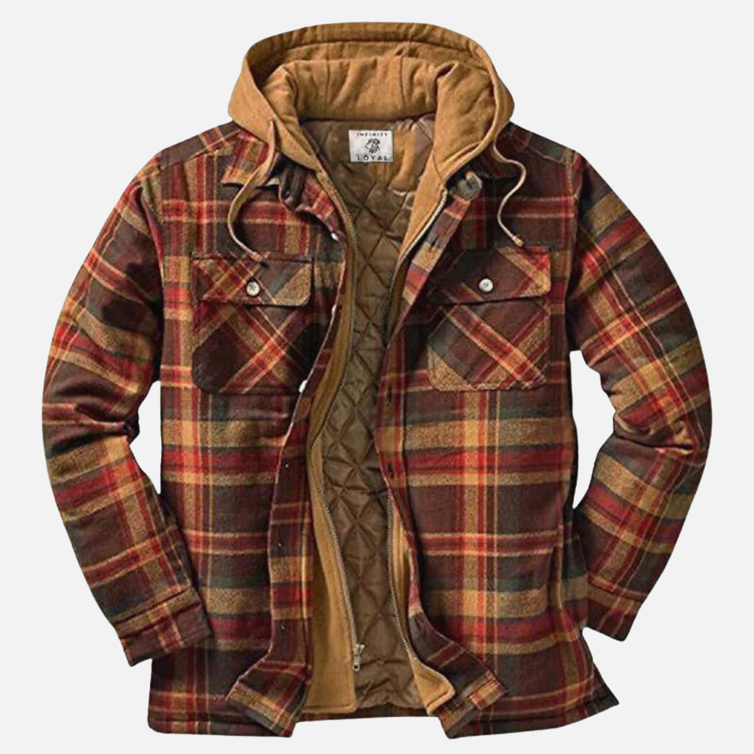 Arman | Men's Quilted Plaid Hooded Jacket