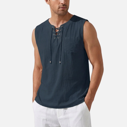 Men’s Sleeveless Tank Top Lace-Up
