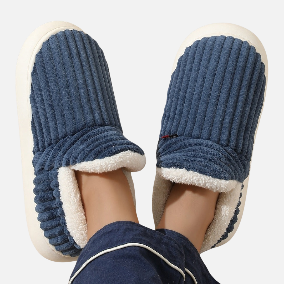 Women's Fleece-Lined Slippers - Soft Corduroy Indoor Bootie Shoes