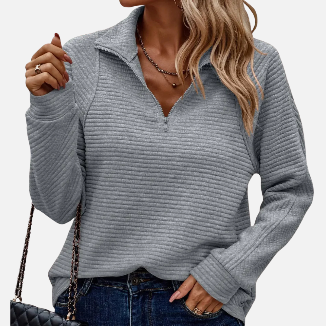 Eliana | Women's Ribbed Quarter-Zip Sweater