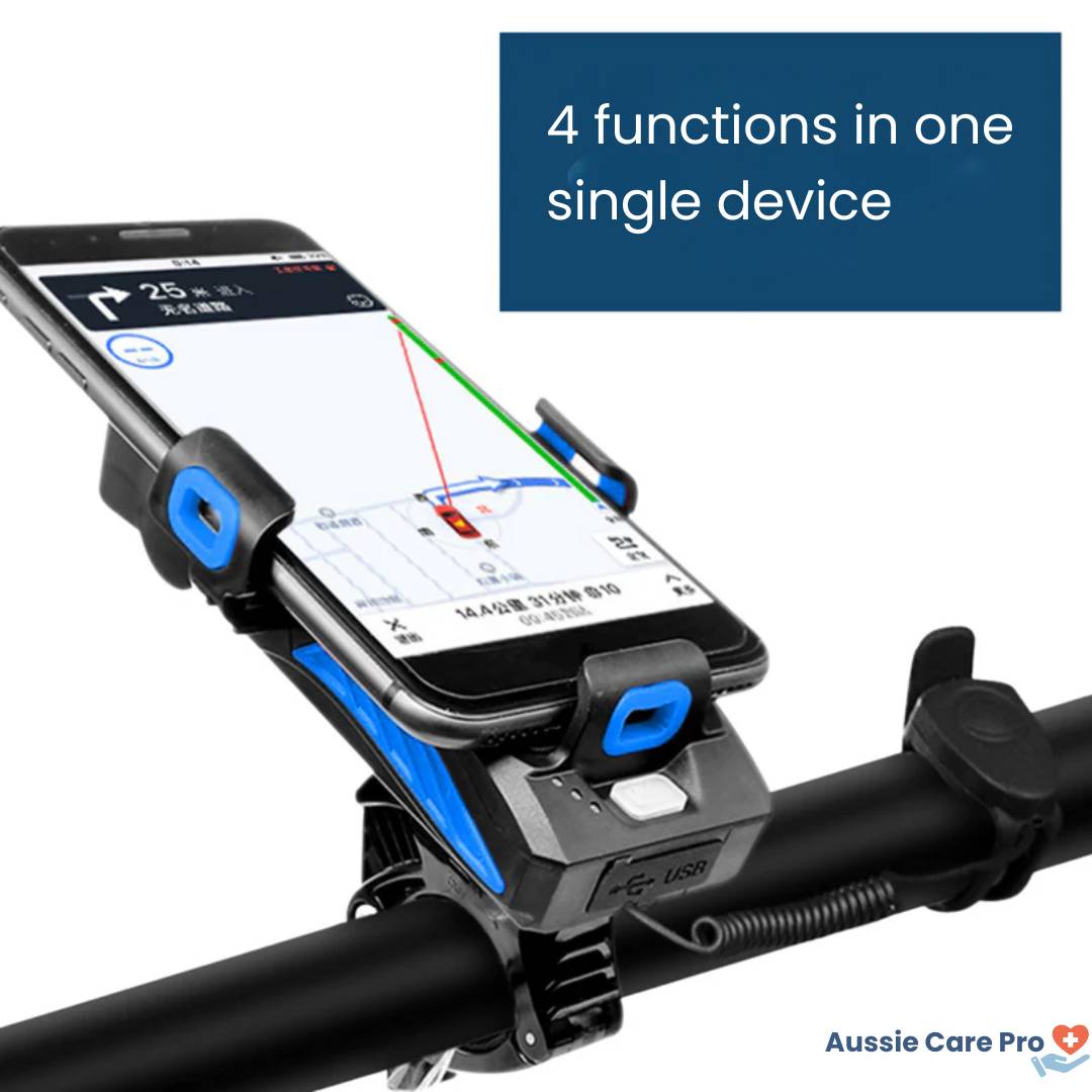 Waterproof 4-in-1 Bike Phone Mount with Light