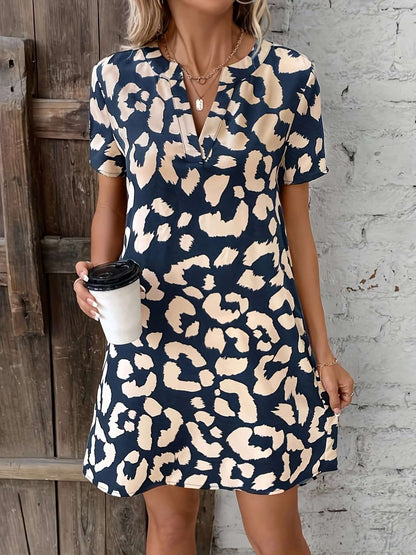 Animal Print Deep V Dress