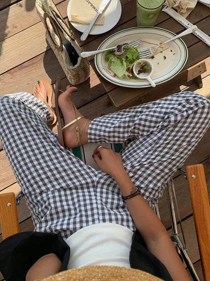 Classic Checked Loose Fit Pants