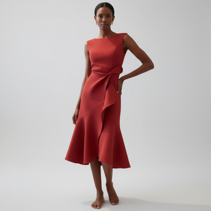 Elegant Flowy Midi Dress - Luxivelle