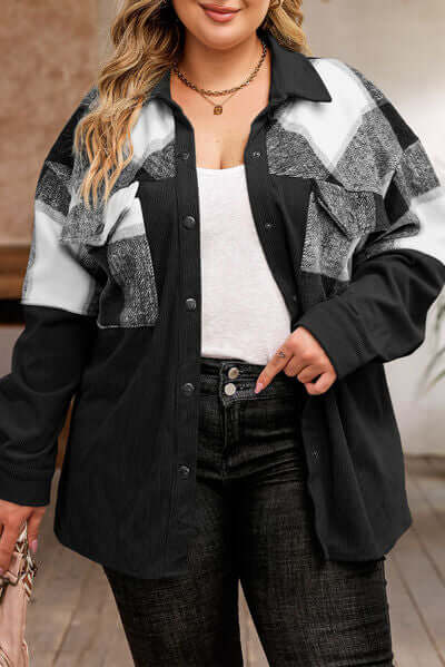 Large Plaid Flannel Shirt Jacket For Women - Luxivelle