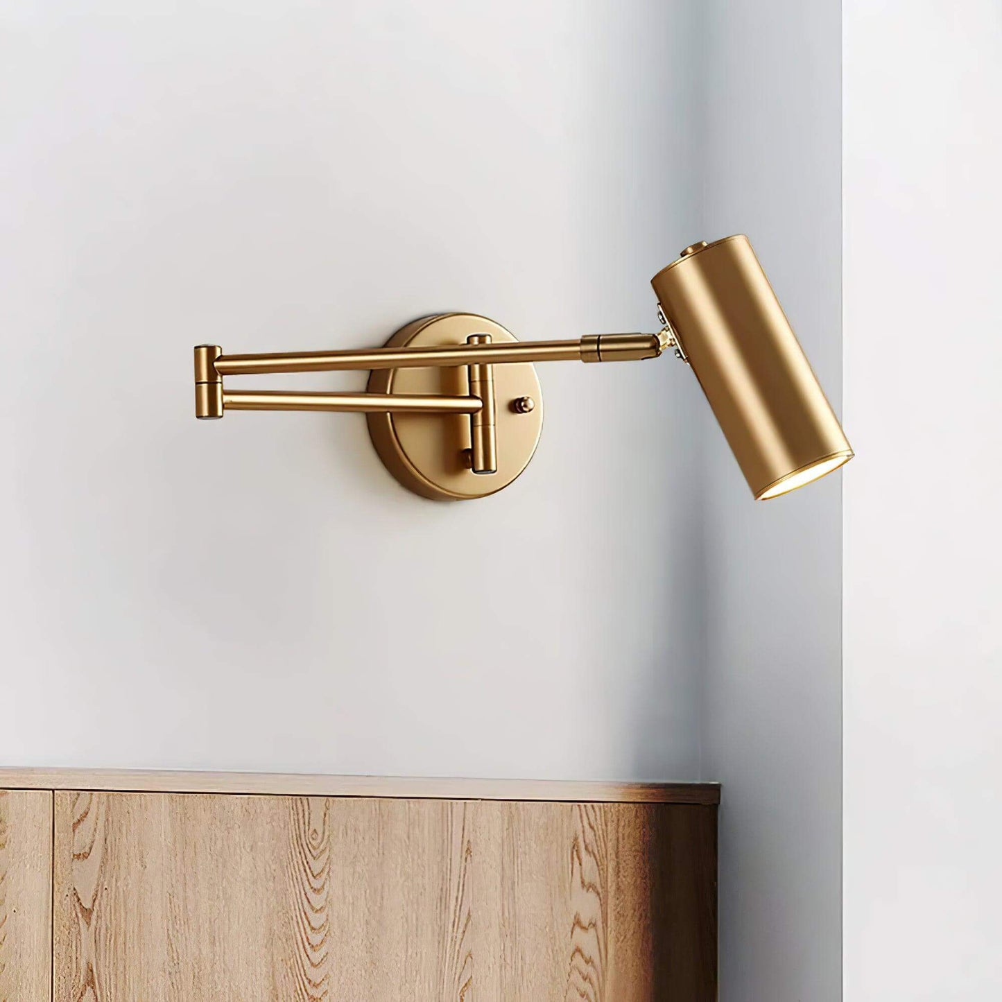 Flexible Brushed Steel LED Wall Light with Arm