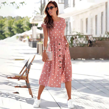Comfy Spotted Knee Length Women's Dress