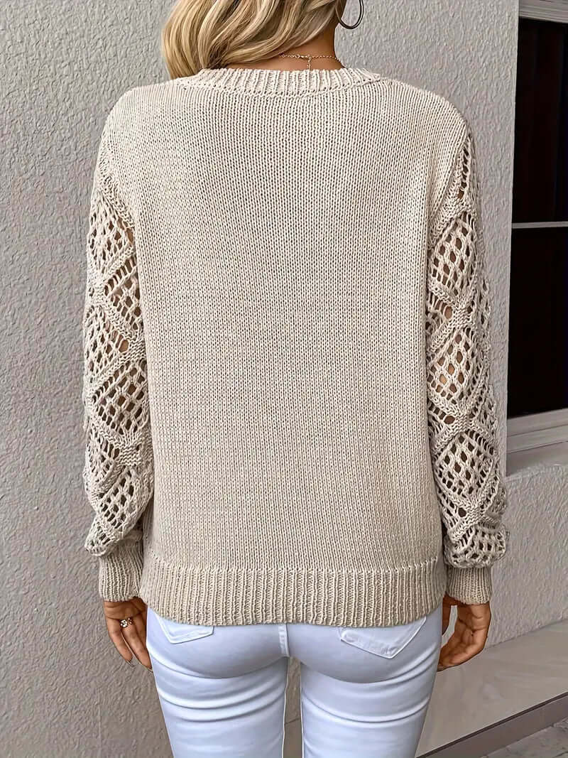 Women's Casual Loose Fit Open Knit Pullover Sweater