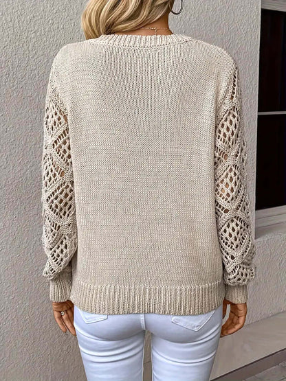 Women's Casual Loose Fit Open Knit Pullover Sweater