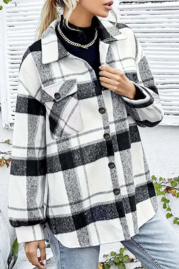 Relaxed Fit Plaid Shirt for Women